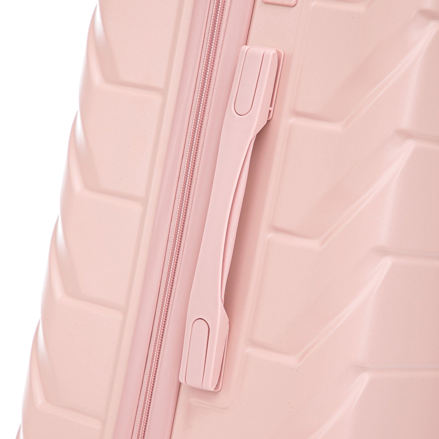 Pink luggage close-up with zipper and side handle, HouseOfZazla luggage on Tampa Home & Garden Store