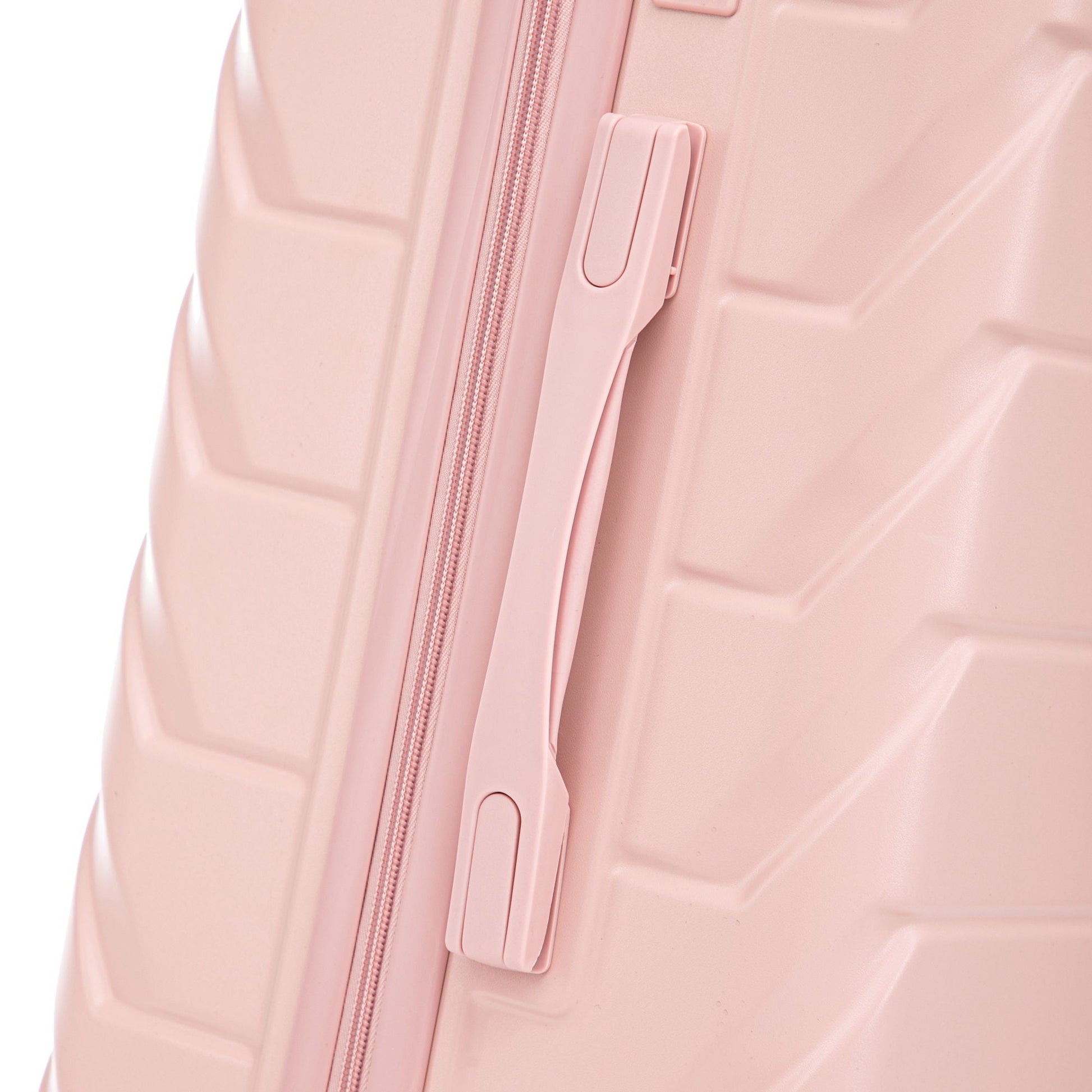 Pink luggage close-up with zipper and side handle, HouseOfZazla luggage on Tampa Home & Garden Store