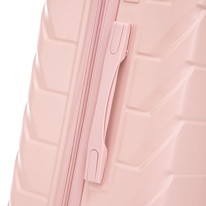 Pink luggage close-up with zipper and side handle, HouseOfZazla luggage on Tampa Home & Garden Store