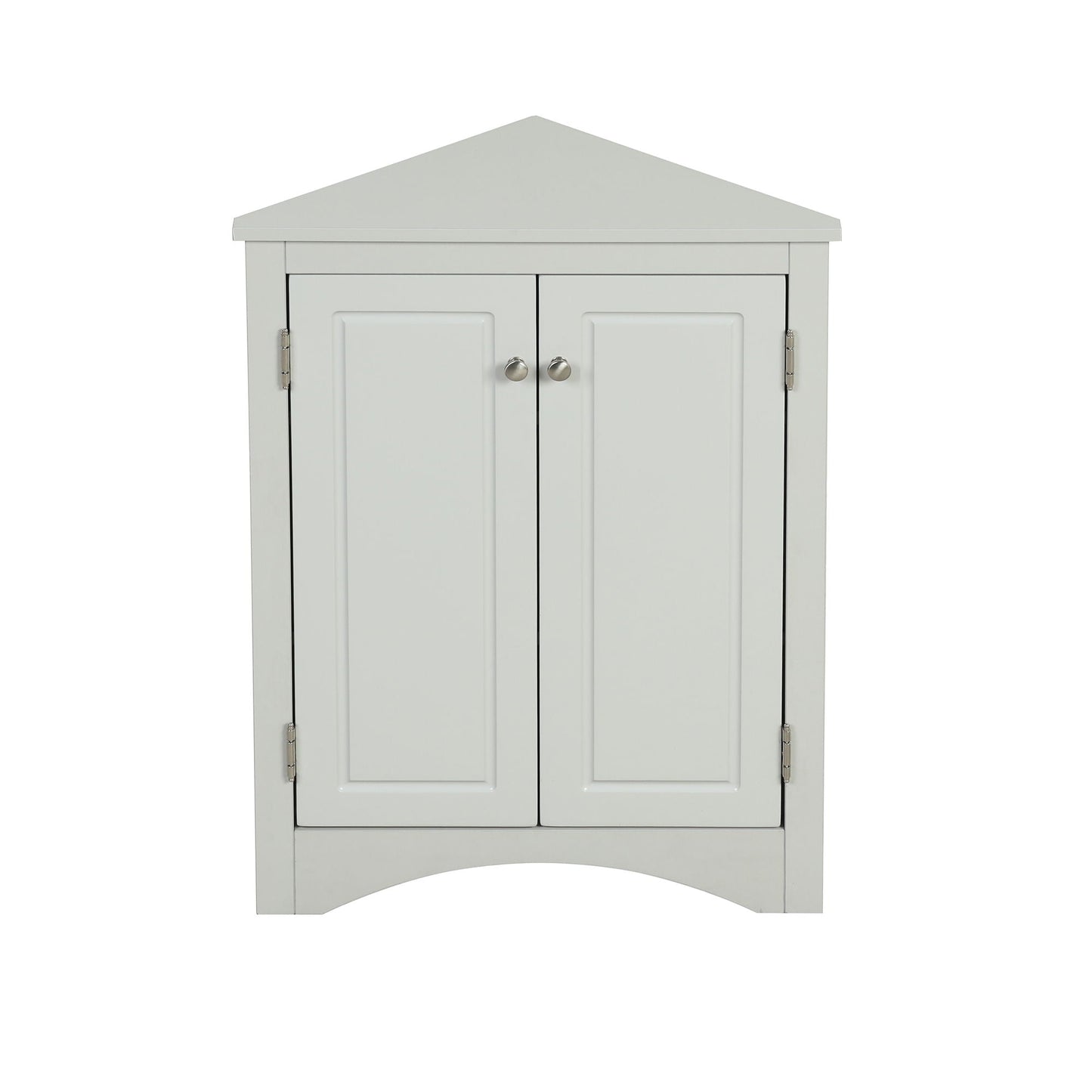 Triangle corner bathroom storage cabinet with white finish, panel doors and adjustable shelves on Tampa Home & Garden Store