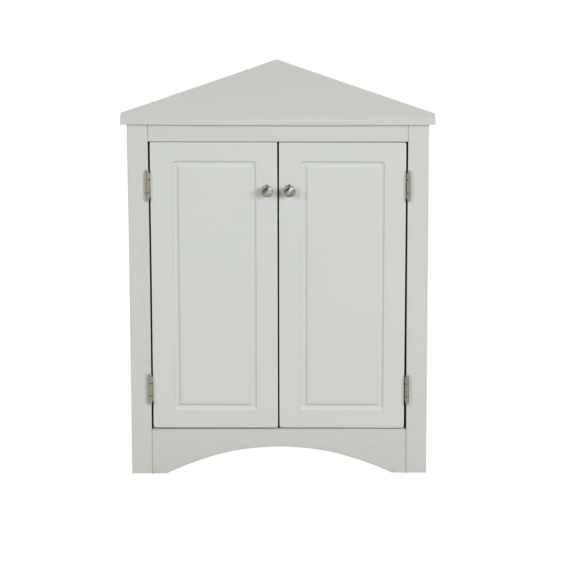 Triangle corner bathroom storage cabinet with white finish, panel doors and adjustable shelves on Tampa Home & Garden Store