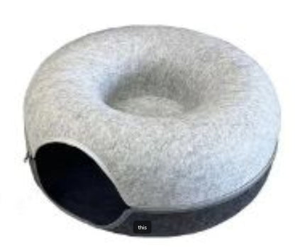 Sell My Stuff cat nest tunnel round grey woolen felt with side entrance on Tampa Home & Garden Store