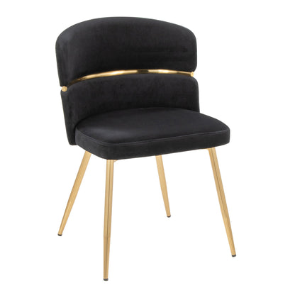 Art Deco dining chairs set of 2, black velvet with gold metal accent and wood legs HouseOfZazla on Tampa Home & Garden Store