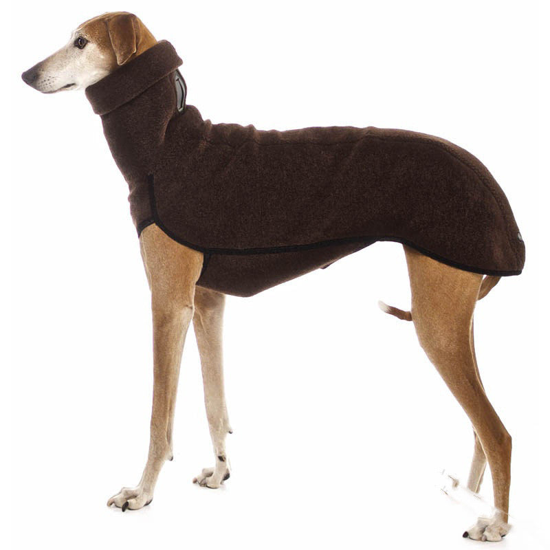 Pet Zen brown fleece dog coat with high collar for large dogs on Tampa Home & Garden Store