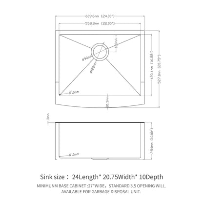 Farmhouse Apron Front Stainless Steel Sink
