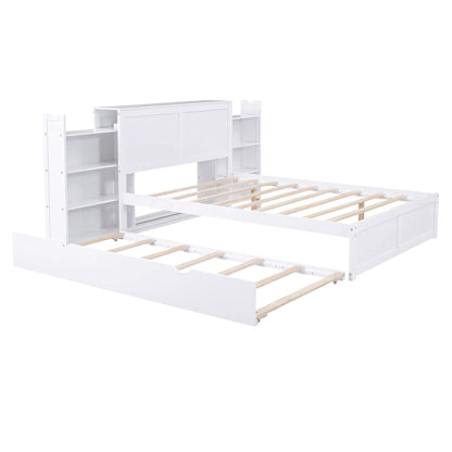 White storage platform bed with pull-out shelves and trundle by Unique Piece Furniture on Tampa Home & Garden Store