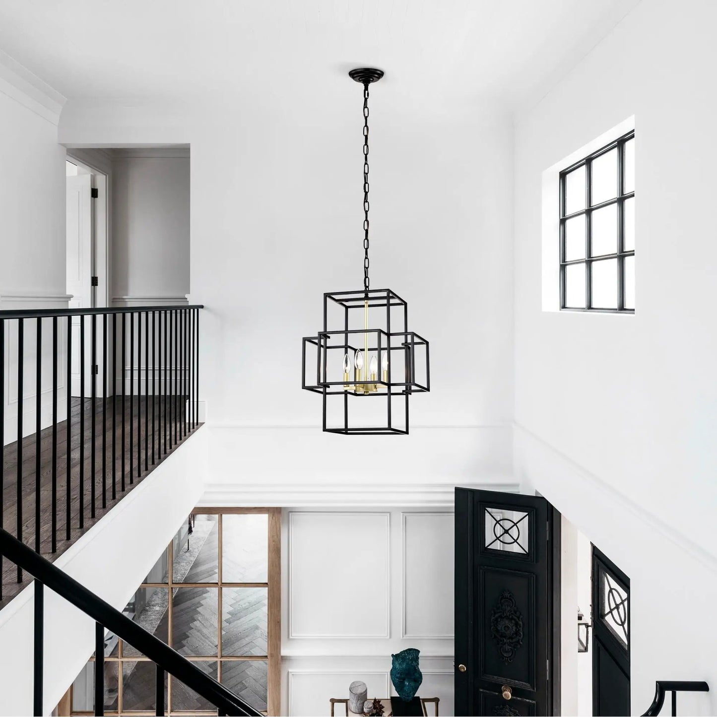 4 Light Metal Lantern Pendant Chandeliers