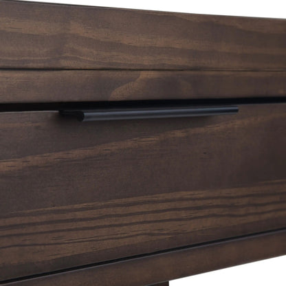 Hollander handcrafted desk close-up in dark walnut with black metal handle on Tampa Home & Garden Store