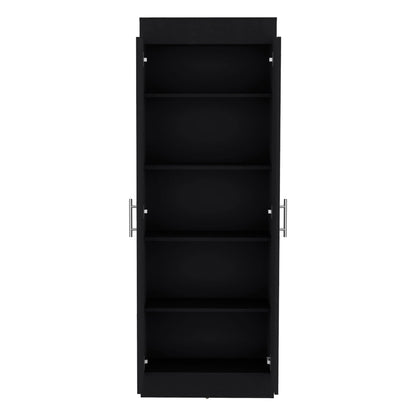 Black Pantry Cabinet With Doors And Shelves
