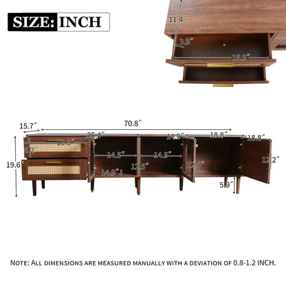 TV Stand With 3 Cabinets and 2 Drawers LED Light