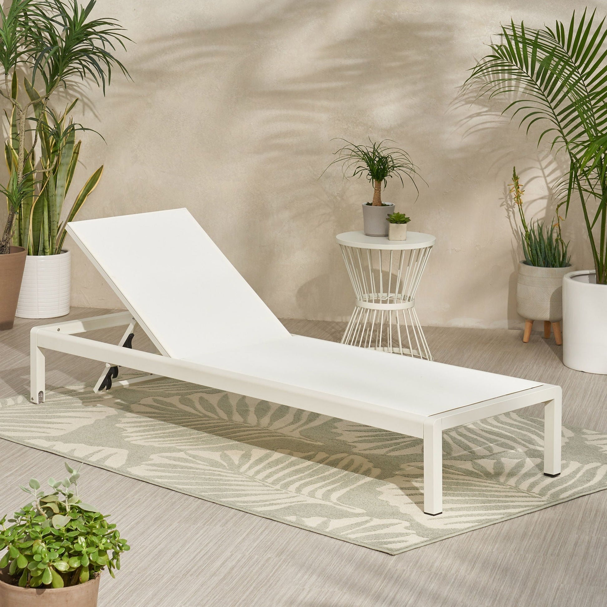 Outdoor Patio Chaise Lounge by HouseOfZazla in white with 5 reclining positions on Tampa Home & Garden Store
