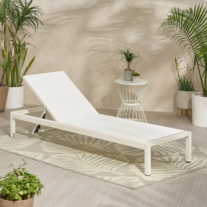 Outdoor Patio Chaise Lounge by HouseOfZazla in white with 5 reclining positions on Tampa Home & Garden Store