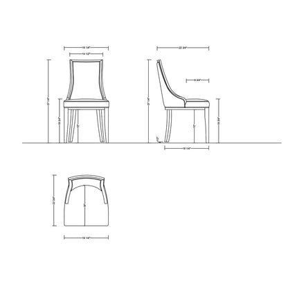 Grand dining chair set solid beech wood frame beige or gray front/side views HouseOfZazla on Tampa Home & Garden Store