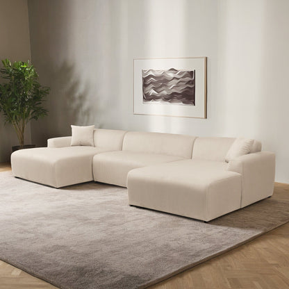 Mar high-quality beige fabric stationary sectional with chaise by HouseOfZazla on Tampa Home & Garden Store