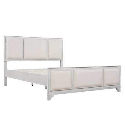 Queen Wooden Bed Frame with Upholstered Headboard