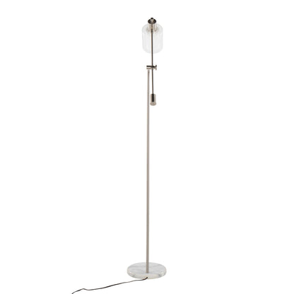 Marcel - Contemporary Floor Lamp by HouseOfZazla; glass shade, chrome stem, marble base on Tampa Home & Garden Store