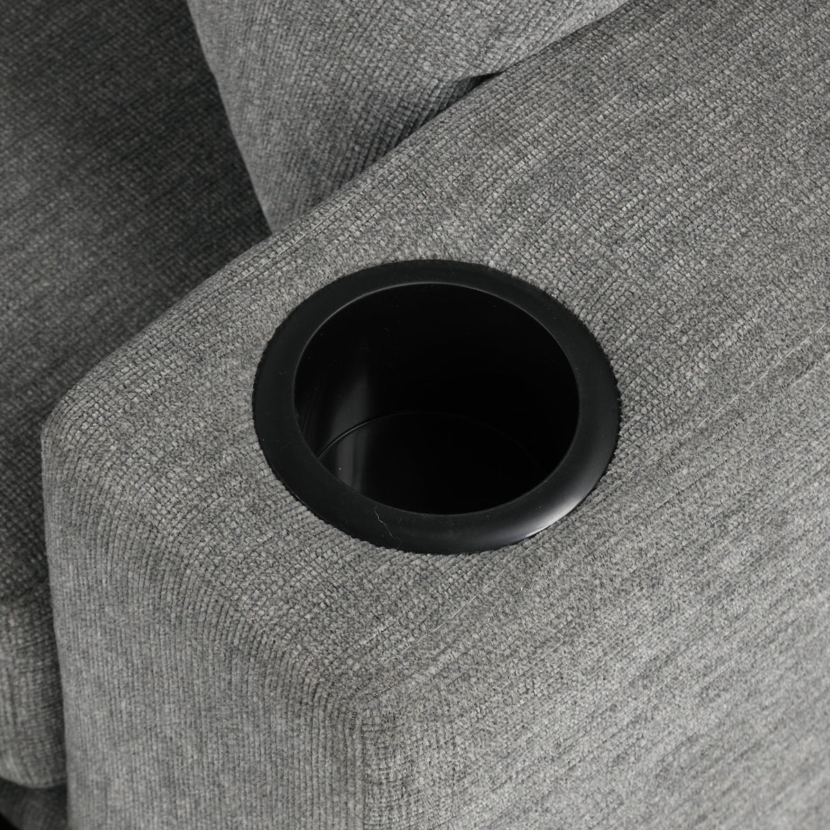 Sleeper chair gray textured fabric with black cup holder inset by HouseOfZazla on Tampa Home & Garden Store