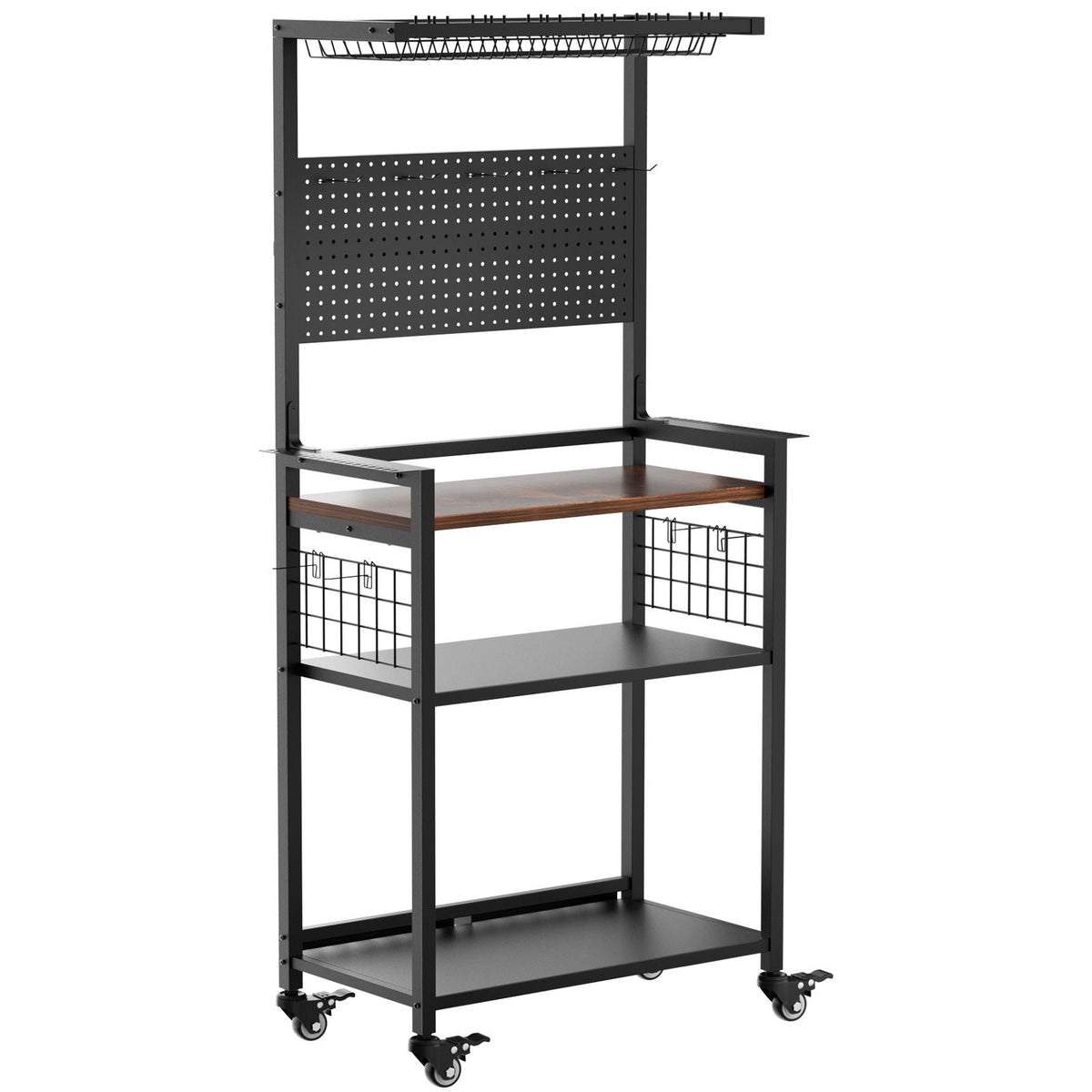 Fishing Rod Storage Rack with Pegboard and Cart, black metal frame by HouseOfZazla on Tampa Home & Garden Store
