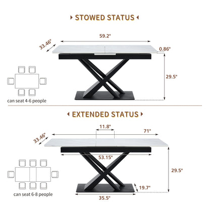Geometric X Frame Dining Table With Marble Top
