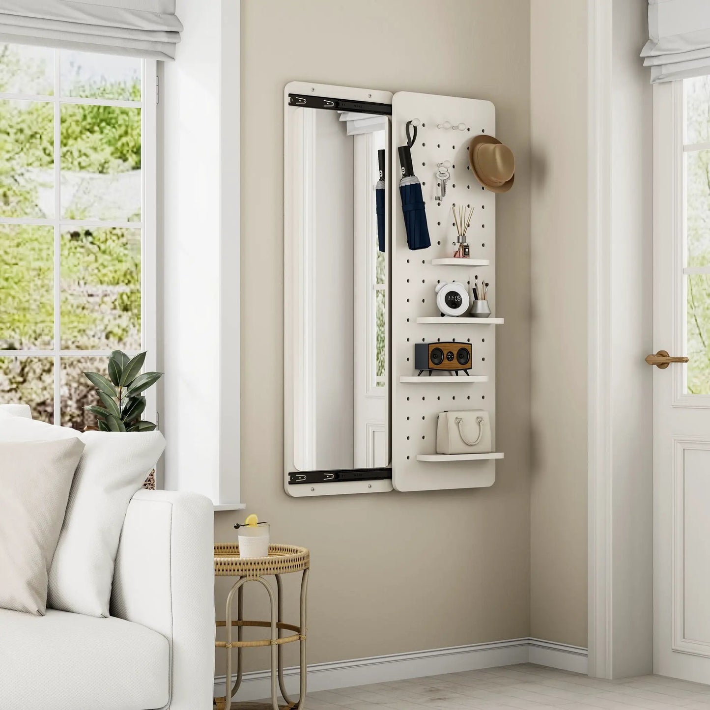 Wall Mounted Full Length Mirror with Hook