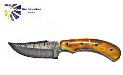 Damascus knife TD-173 with burnt bone handle by Titan International Knives on Tampa Home & Garden Store