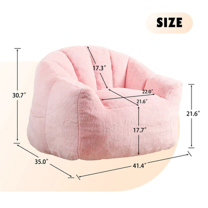 Pink plush beanbag chair with armrests, stuffed with high density foam, Unique Piece Furniture on Tampa Home & Garden Store