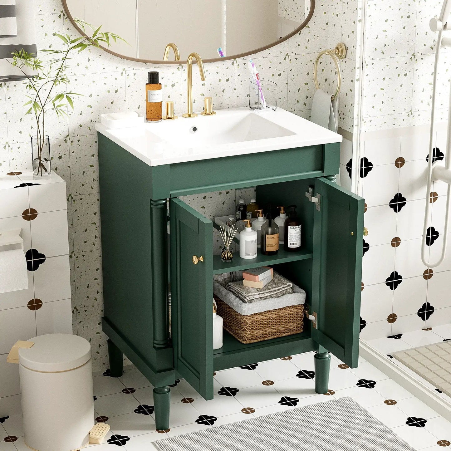 Bathroom Vanity with Top Sink and Dual Storage