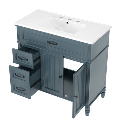 Bathroom vanity with sink, blue-gray solid wood cabinet, countertop, HouseOfZazla on Tampa Home & Garden Store