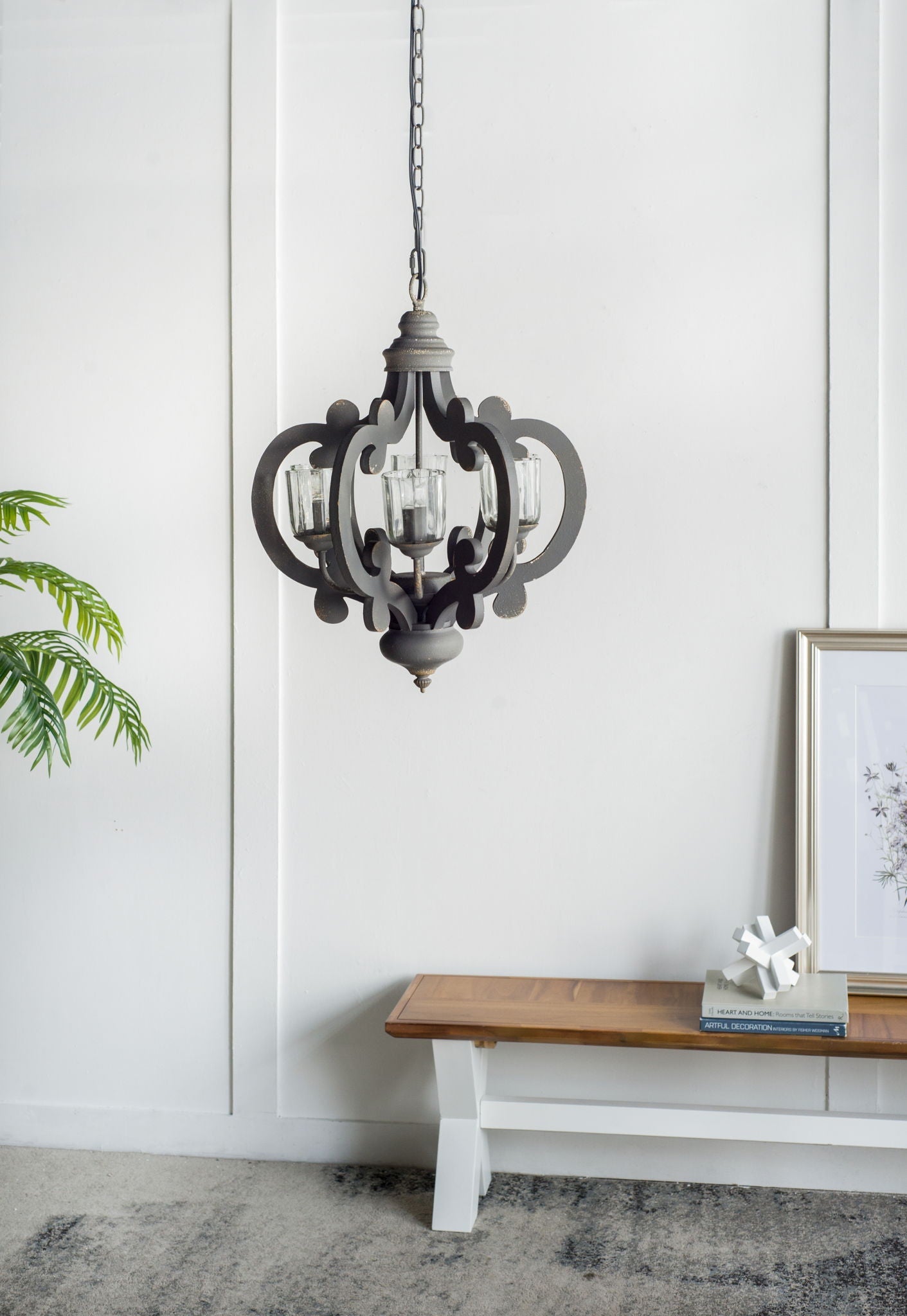 Farmhouse Chandelier With 6 Light Wood Pendant