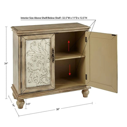 Driscoll 2-door cabinet reclaimed natural with floral panel by Unique Piece Furniture on Tampa Home & Garden Store