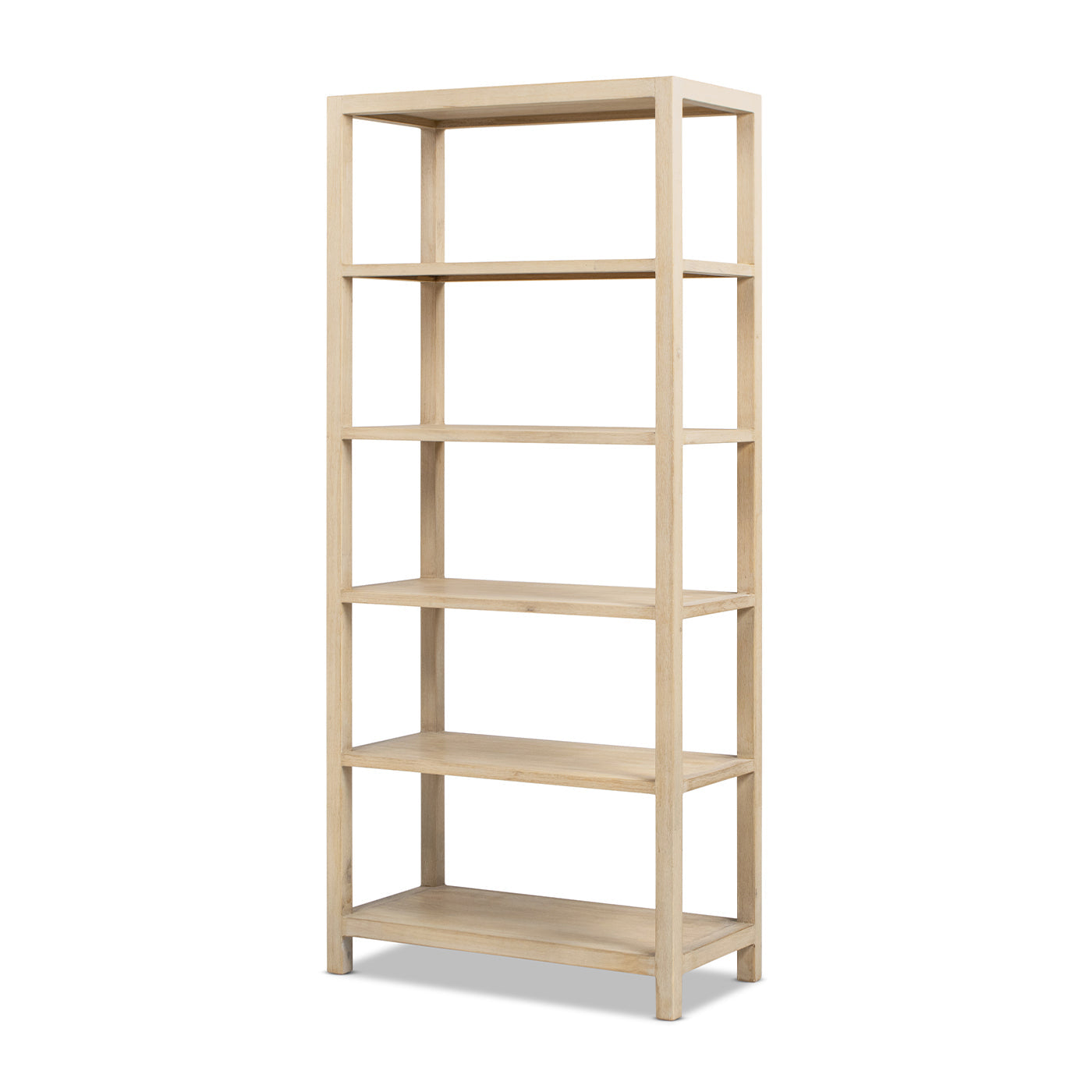 Ellis 71' reclaimed wood 5-shelf open-frame bookcase tall rack shelf unit on Tampa Home & Garden Store