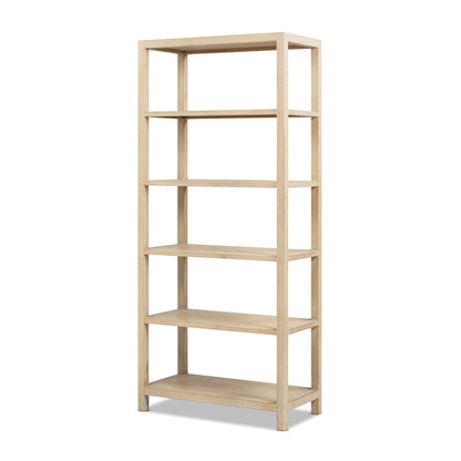 Ellis 71' reclaimed wood 5-shelf open-frame bookcase tall rack shelf unit on Tampa Home & Garden Store