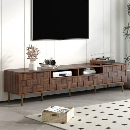 TV Stand with 2 Drawers and Cabinets Mid Century