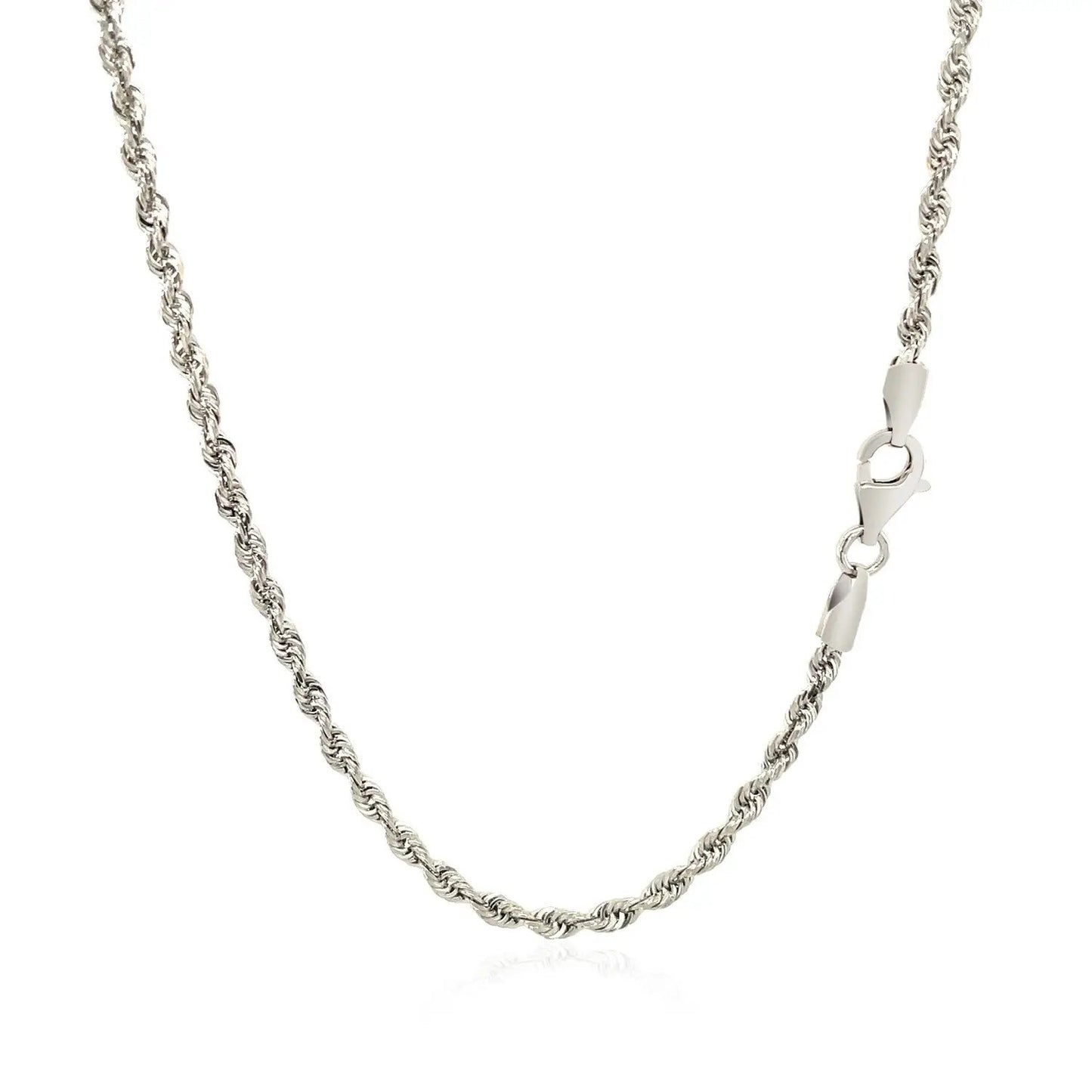 2.5mm 14k white gold solid diamond-cut rope chain necklace Bids.com with lobster clasp on Tampa Home & Garden Store