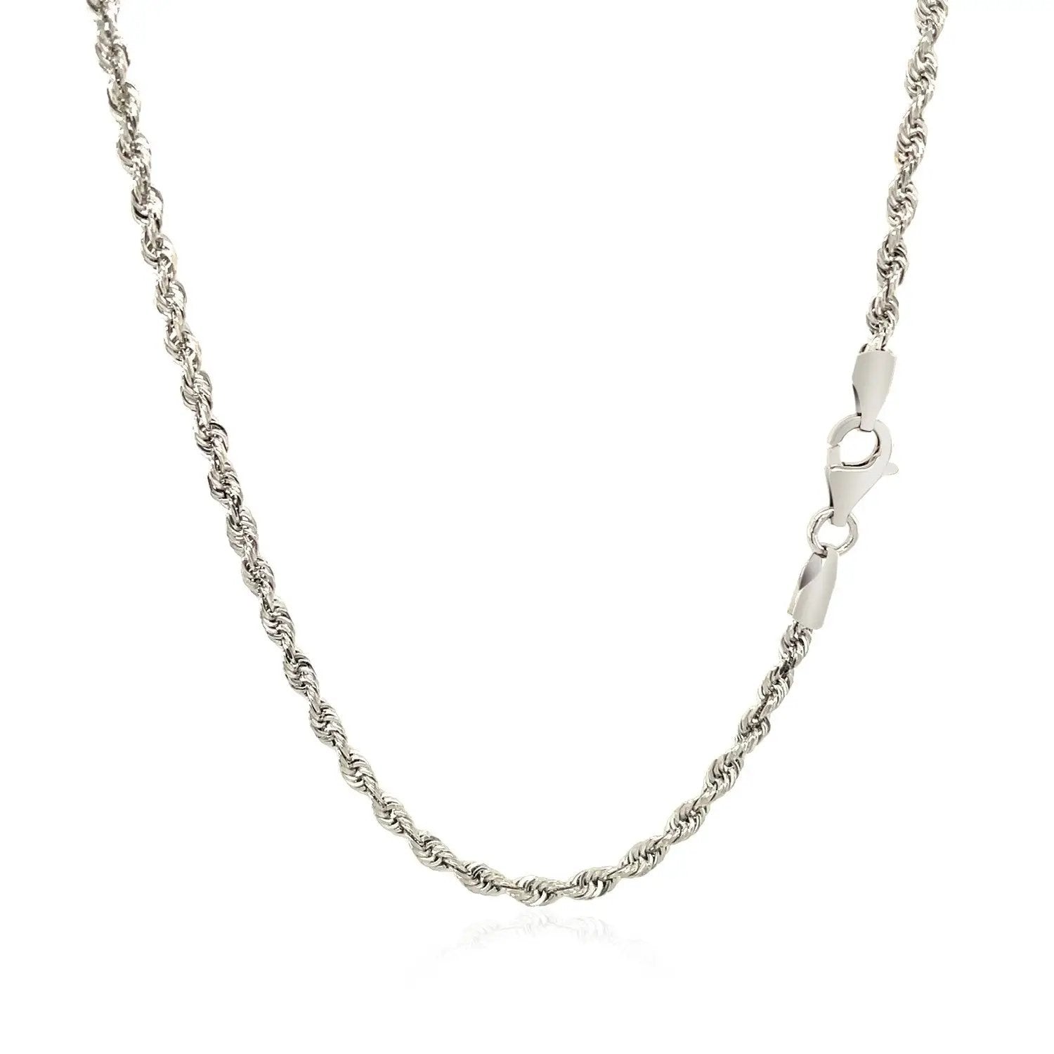 2.5mm 14k white gold solid diamond-cut rope chain necklace Bids.com with lobster clasp on Tampa Home & Garden Store