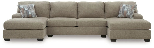 Newellen sectional sofa, tan fabric with right chaise, pillows, Unique Piece Furniture on Tampa Home & Garden Store