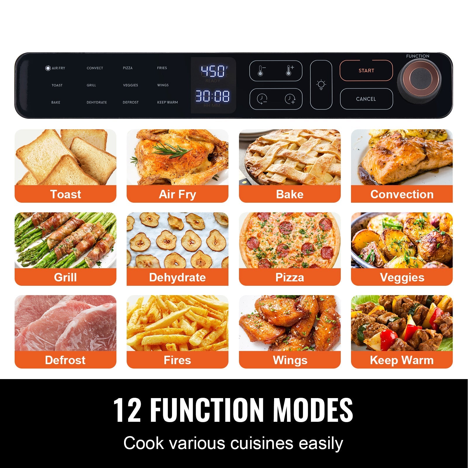 12-in-1 Air Fryer Toaster Oven 25L 1700W stainless steel with control panel by HouseOfZazla on Tampa Home & Garden Store