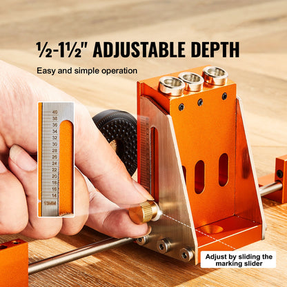 Pocket hole jig kit, 34-piece orange aluminum jig with adjustable depth and C-clamp, HouseOfZazla on Tampa Home & Garden Store