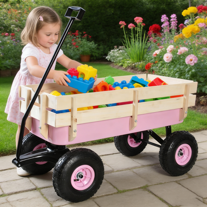 All Terrain Outdoor Wagon and Wood Railing