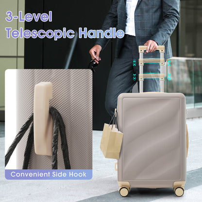 3-Piece Lightweight ABS Luggage Set by HouseOfZazla beige hard-shell with 3-level handle on Tampa Home & Garden Store