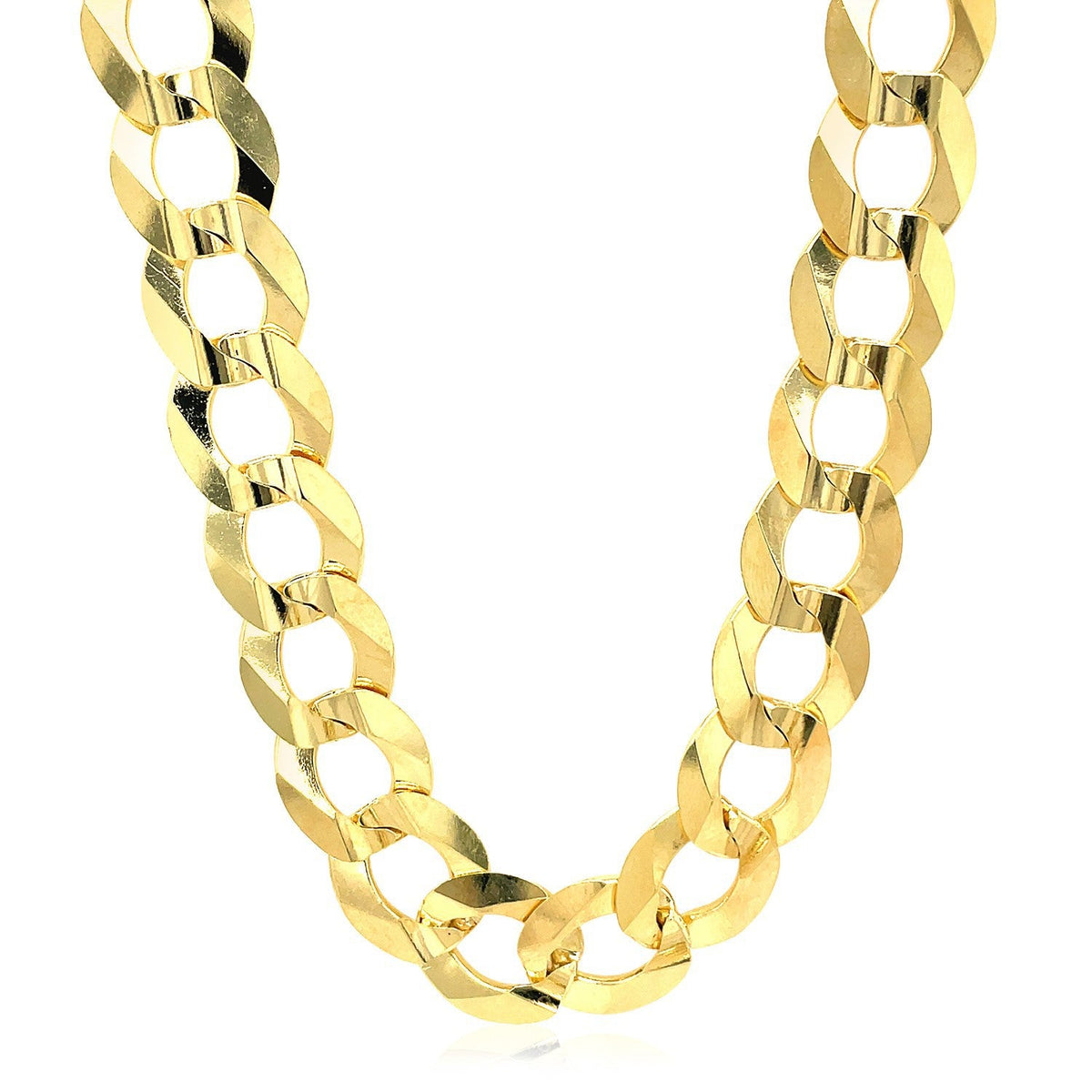 14k yellow gold solid curb chain necklace 10.0mm, chunky link design, Bids.com on Tampa Home & Garden Store