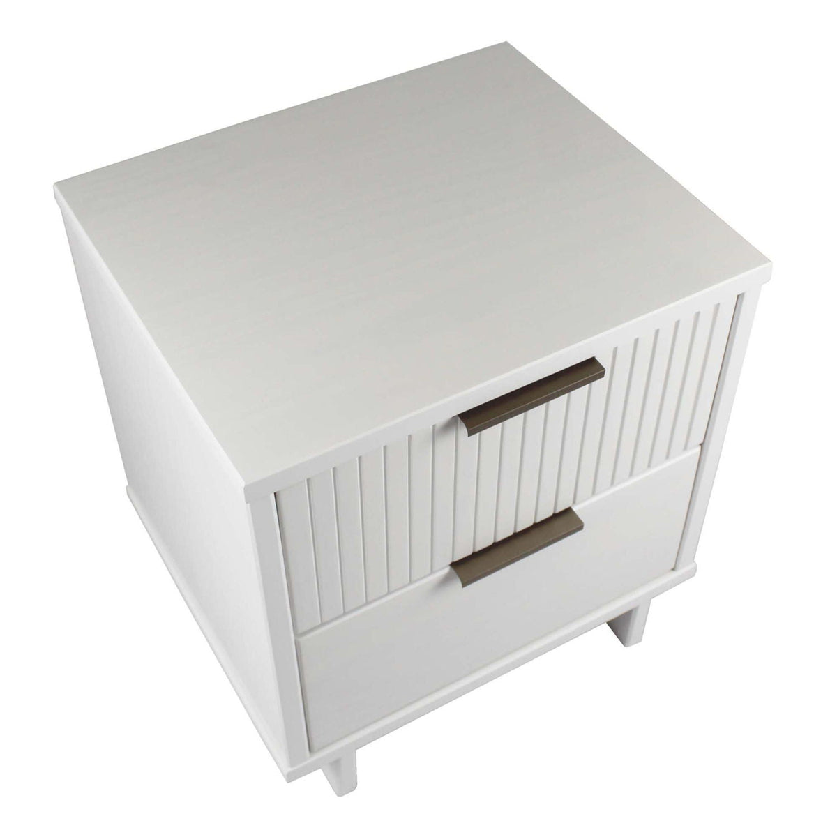 Granville nightstand with 2 drawers, white solid wood construction, vertical slat fronts on Tampa Home & Garden Store