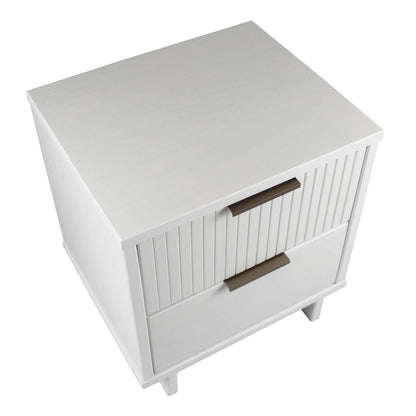 Granville nightstand with 2 drawers, white solid wood construction, vertical slat fronts on Tampa Home & Garden Store