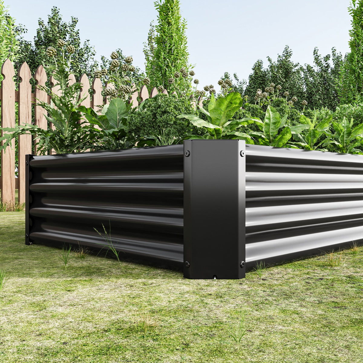 HouseOfZazla raised garden bed metal rectangle planter 6×3×1 ft black outdoor furniture on Tampa Home & Garden Store