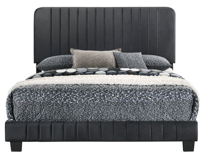 Channel Tufted Bed upholstered in black fabric with vertical channel tufting by HouseOfZazla on Tampa Home & Garden Store