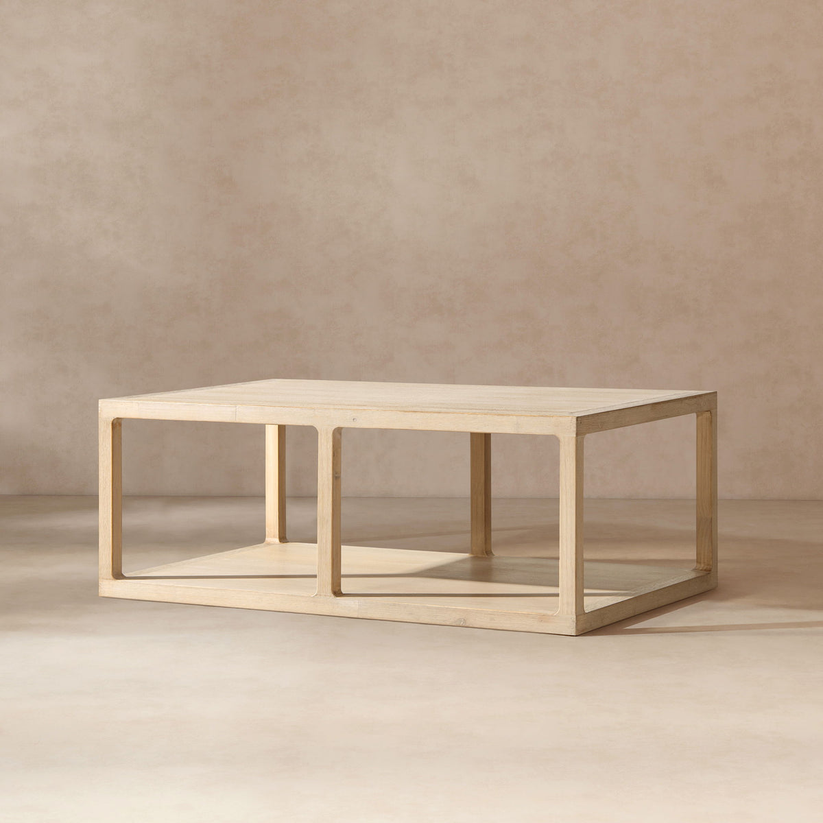 Natural reclaimed wood coffee tables Ellis pair with lower shelf, light wood HouseOfZazla on Tampa Home & Garden Store