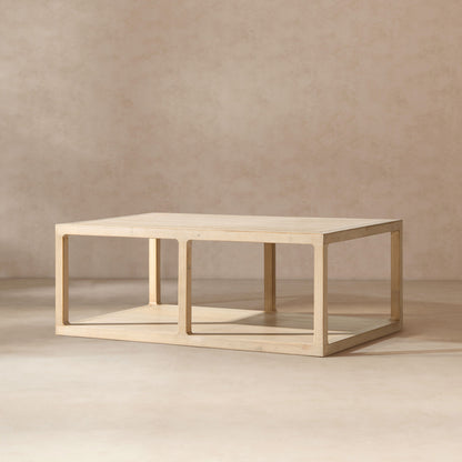 Natural reclaimed wood coffee tables Ellis pair with lower shelf, light wood HouseOfZazla on Tampa Home & Garden Store