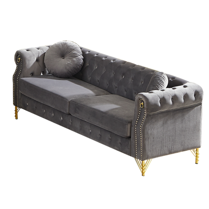 Plush and 82 Inch Velvet Chesterfield Sofa