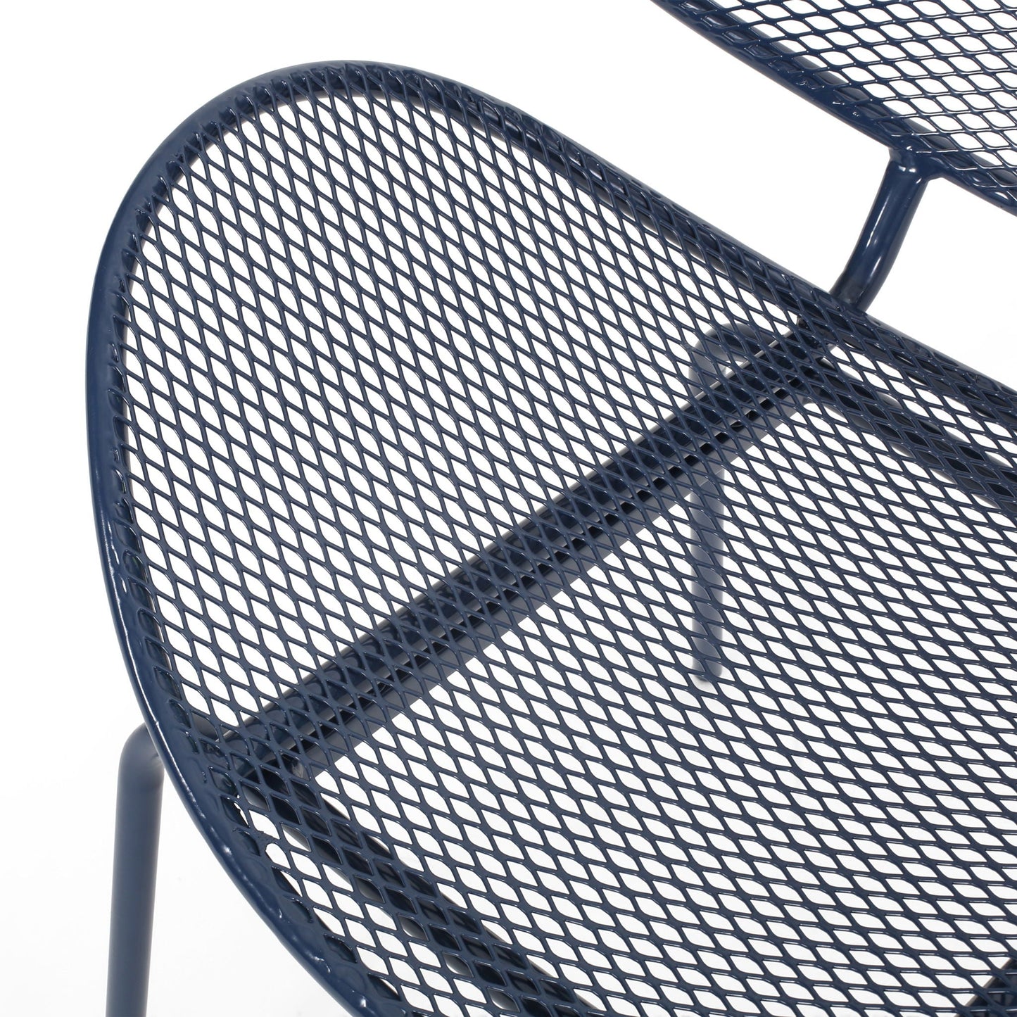 Elba Contemporary Armless Outdoor Chair navy blue metal mesh by HouseOfZazla on Tampa Home & Garden Store