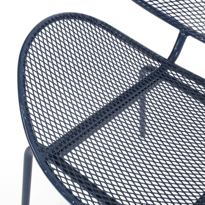 Elba Contemporary Armless Outdoor Chair navy blue metal mesh by HouseOfZazla on Tampa Home & Garden Store